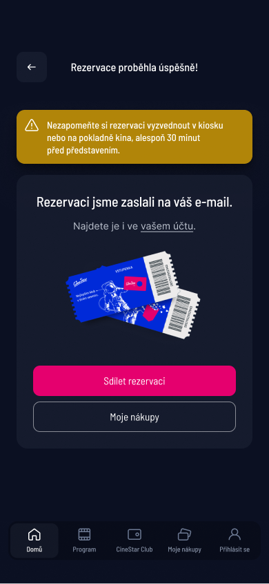 SCR-CS-17: Rezervace úspěšná, warning o vyzvednutí