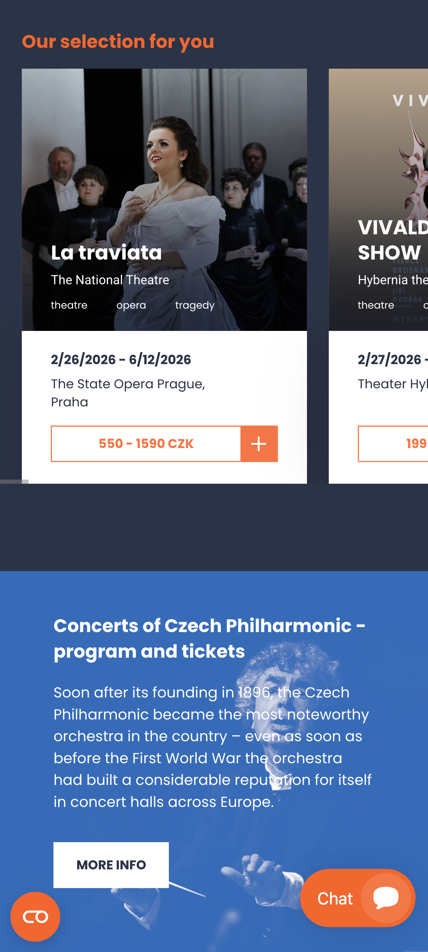 SCR-WEB-02: 'Our selection for you' — horizontální event karty