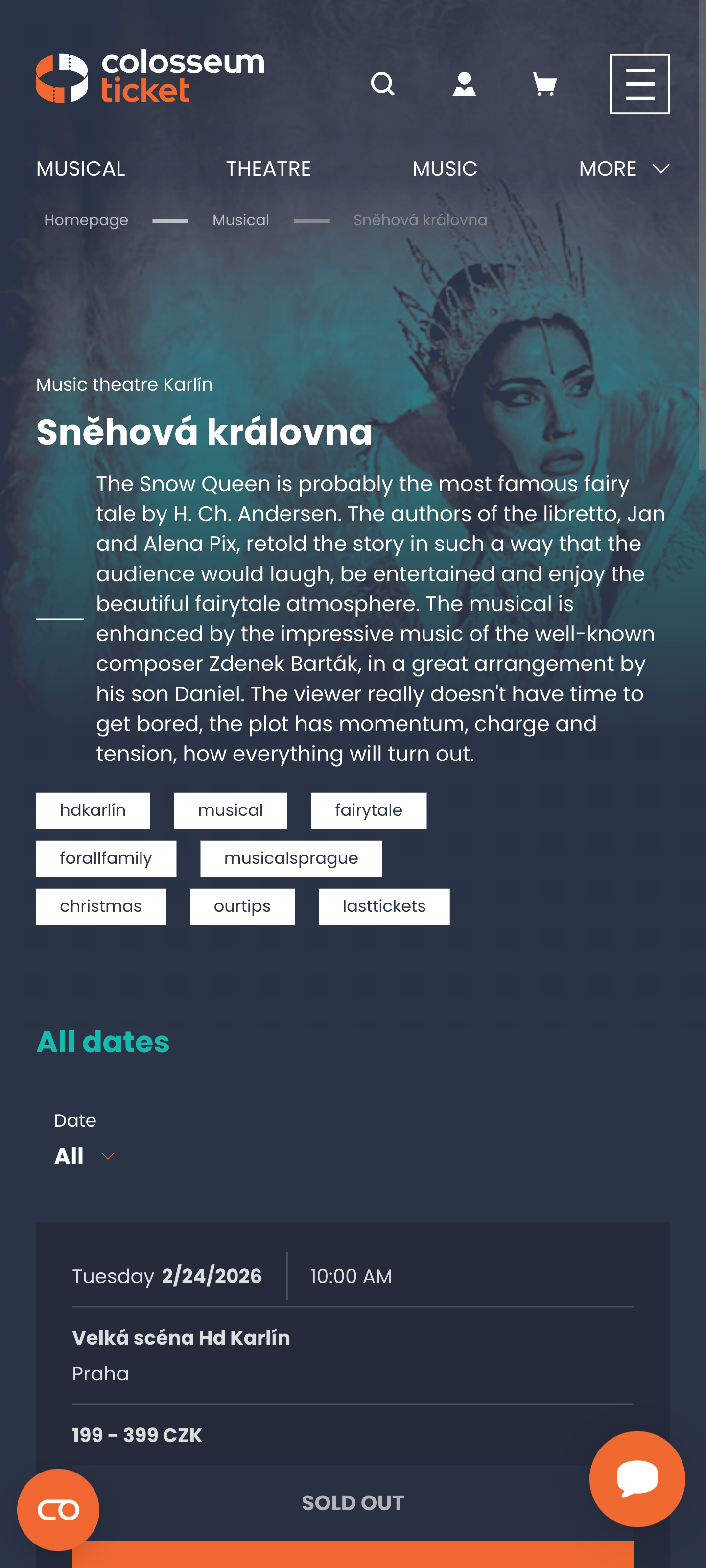 SCR-WEB-24: Musical — SOLD OUT stav u termínu